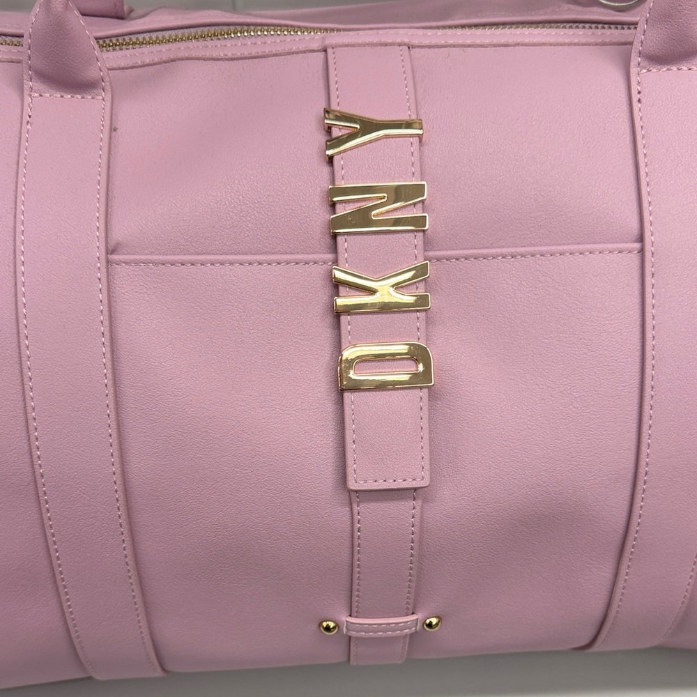 DKNY Lavender Leather Travel Duffel with Gold Hardware - Picture 4 of 5